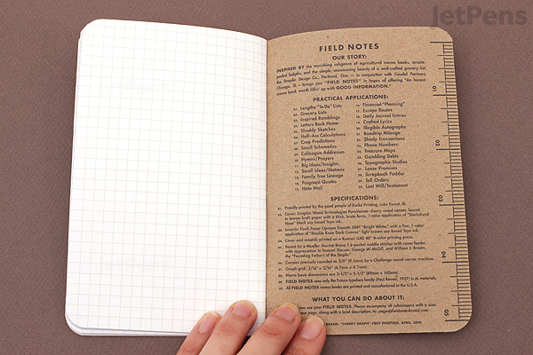 field notes memo book three cherry wood 3 5 quot x 5 5 graph paper 1 8 scale