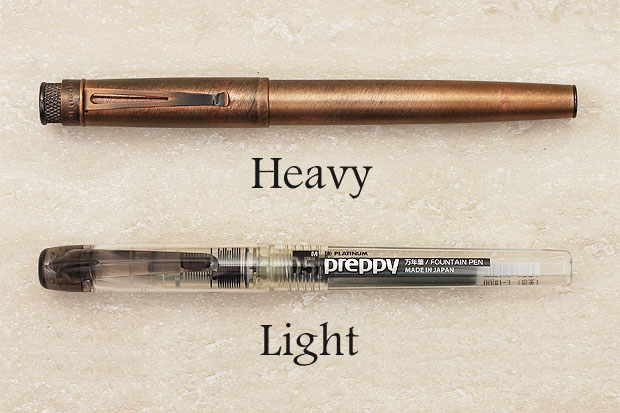 Heavy vs light fountain pen