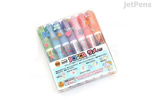 Uni Posca Glitter Paint Marker Pc 1ml Extra Fine Point 7 Color Set Jetpens Uni Posca Glitter Paint Marker Pc 1ml Extra Fine Point 7 Color Set Jetpens