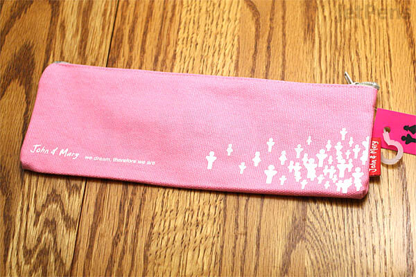 Sura John & Mary Pencil Pouch - Small - White on Pink