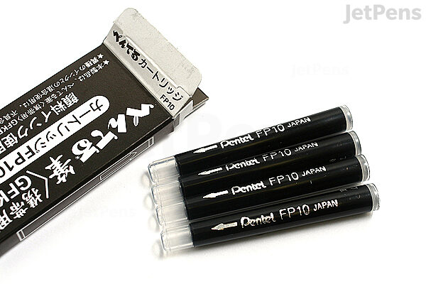 Pentel Pocket 'Chinese' Brush Pen & 2 Refills (FP10) - Black Barrel - Sepia  Ink