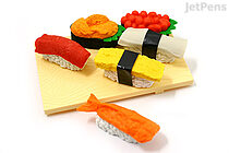 Iwako Sushi on Cutting Board Novelty Eraser - 6 Piece Set - IWAKO ER-961082