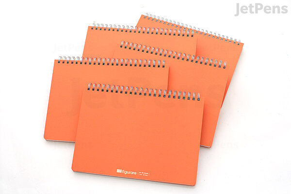 Apica Figurara Twin Ring Notebook - A5 - 7mm Rule + Division - 25 Lines X 80 Sheets - Orange Cover - Pack of 5 - APICA SW107M