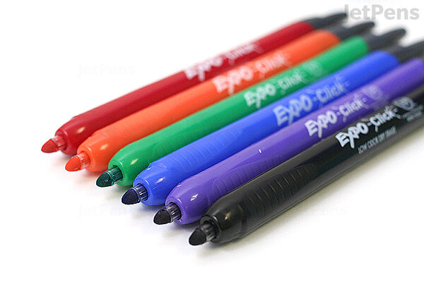 Expo Click Retractable Dry Erase Marker Pen - Fine Tip - Pack of 12 (2 X 6  Colors)
