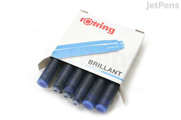 Rotring Brillant Fountain Pen Ink Cartridge - Royal Blue - Pack of 6 ...