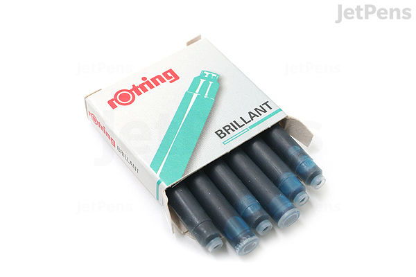 Rotring Brillant Fountain Pen Ink Cartridge - Turquoise Blue - Pack of ...
