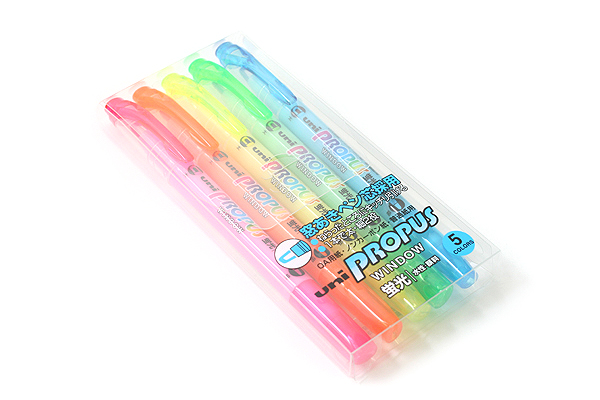 Uni Propus Window Double-Sided Highlighter - 4.0 mm / 0.6 mm - 5 Color ...