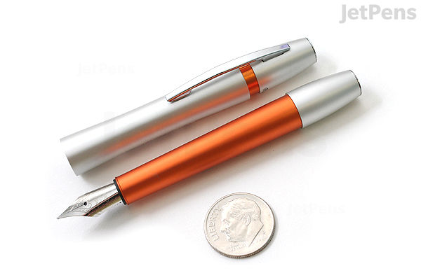 O2 Rox Pen OHTO Rook Fountain Pen - Fine Nib - Silver Orange Body | JetPens