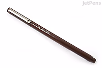 Brown fine point marker pen with a white cap and a slim barrel, labeled "Marvy Le Pen."