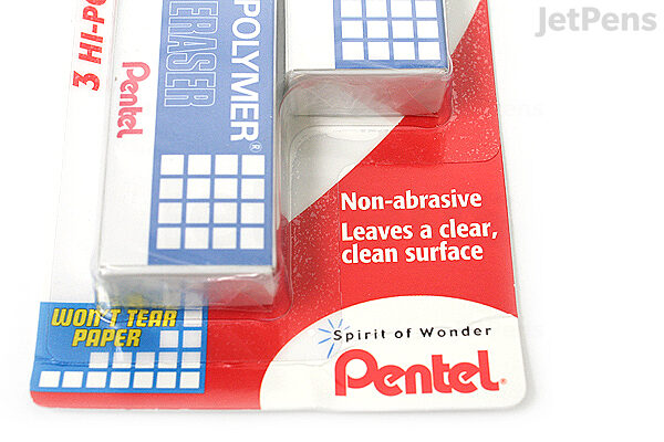 Pentel Hi-polymer Jumbo Plastic Rubbers Erasers White Pack of 2 Includes 2  FREE Pentel Rulers 