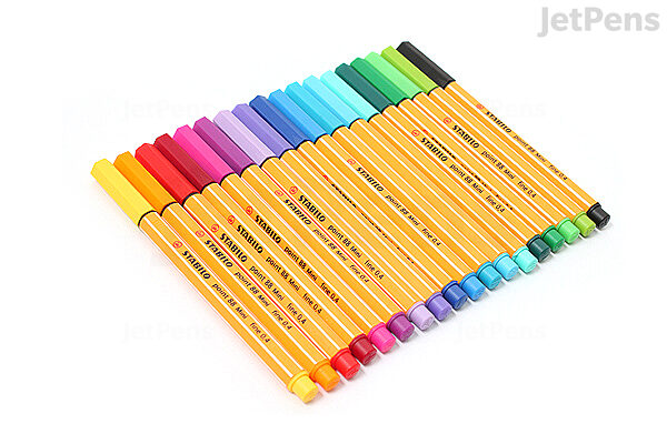 Fineliner - STABILO point 88 MINI - Wallet of 18 - Assorted Colors incl 5  Neon