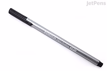 A black Staedtler Triplus Fineliner pen with a 0.3 mm tip, featuring a slim, triangular silver barrel and a black cap.