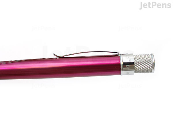 A Retro 51 Tornado Classic Lacquers rollerball pen with a shiny pink body and a silver knurled twist cap, shown horizontally on a white background.