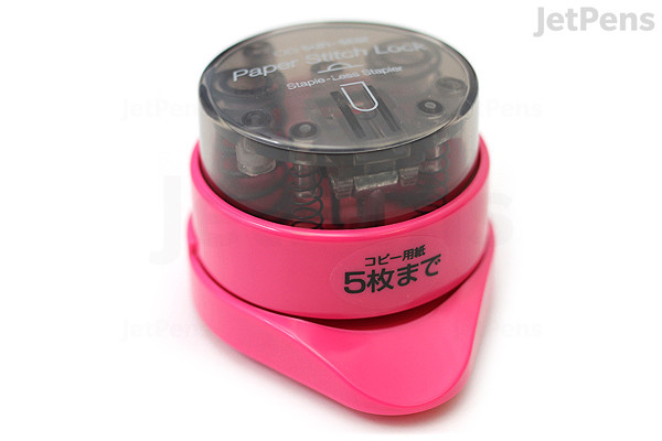 Sun-Star Paper Stitch Lock Stand Staple-Less Stapler - Shocking Pink
