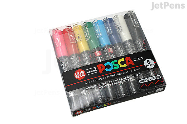 Posca Paint Marker 8 Colors PC-1M Extra Fine Basic Set