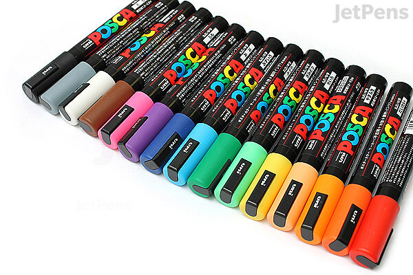 15 Posca Paint Markers, 5M Medium Posca Markers Set with Reversible Tips of  Acrylic Paint Pens | Posca Pens for Art Supplies, Fabric Paint, Fabric