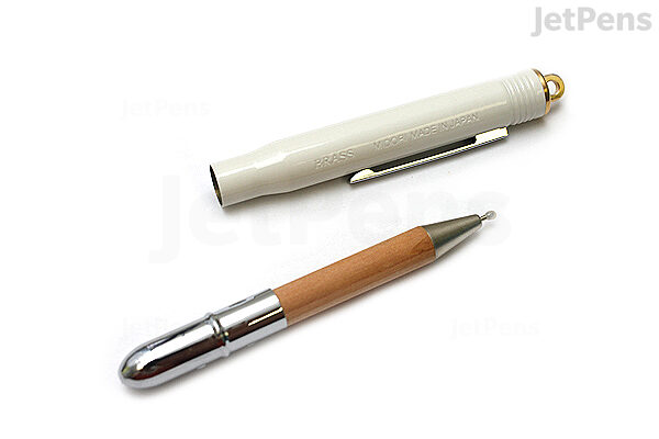 Midori Brass Bullet Ballpoint Pen - 0.5 mm - White Body - Black Ink