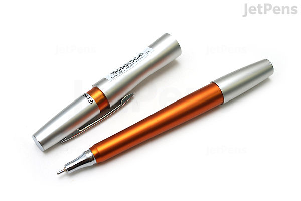 O2 Rox Pen OHTO Rook Ballpoint Pen - 0.7 mm - Silver Orange Body - Black Ink | JetPens