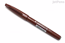 A brown Pentel Fude Touch Brush Sign Pen with its cap on, shown against a white background.