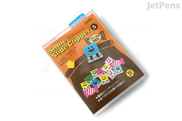 OHTO Smile Slide Clipper Paper Clip - Small - Vivid Color Set - Pack of 10 - OHTO SLS-500S-V