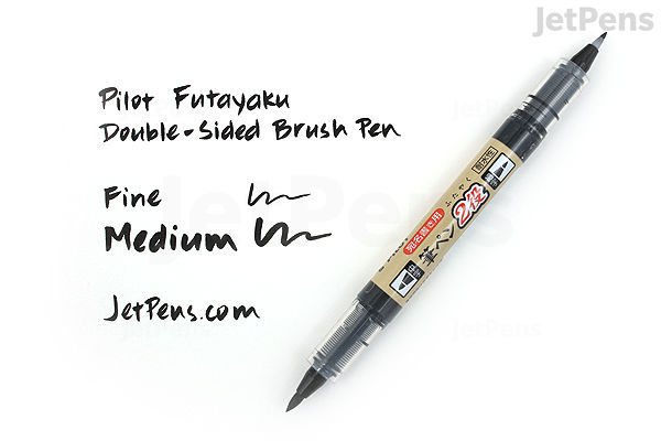 Pilot Futayaku Double-Sided Brush Pen Fine Medium Black Ink