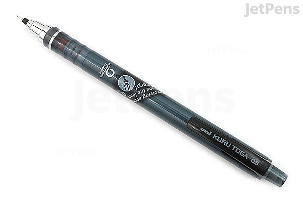 Uni-Ball Kuru Toga 0.5mm Self Sharpening Mechanical Pencil - Smoke Barrel -  2 Pack + 24 Free Leads and 5 Free Erasers 