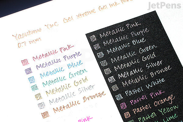 GX1007 Yasutomo Gel Xtreme Metallic Gel Pens Set, 7 Colors, 0.7mm