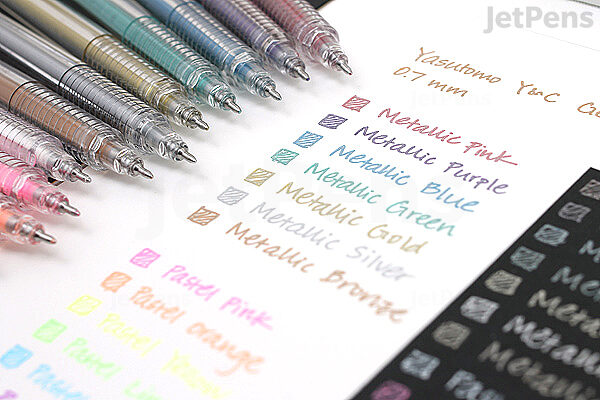 GX1007 Yasutomo Gel Xtreme Metallic Gel Pens Set, 7 Colors, 0.7mm