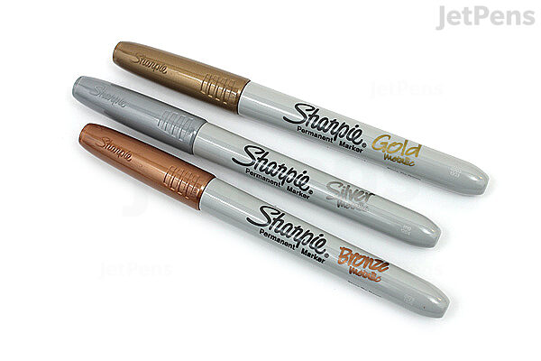 Sharpie Permanent Marker, Fine Point, Assorted Metallic - 3 markers