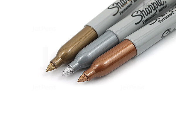  Sharpie Metallic Permanent Markers, Fine Point, Gold, 2 Count  : Gold Pen : Office Products
