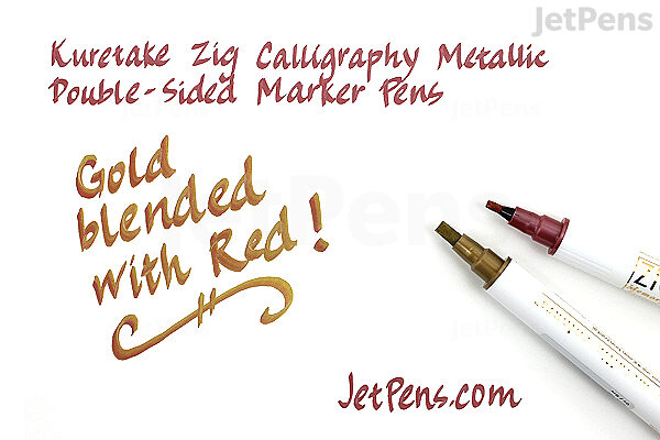 Kuretake Zig Memory System Calligraphy Metallic Marker, Black, Gold