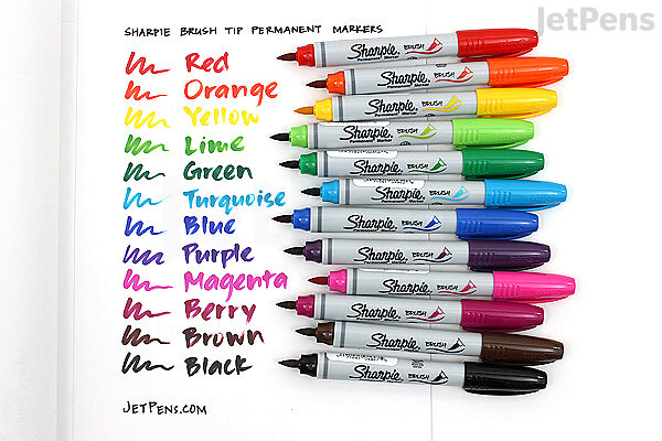 Permanent Markers, Bright Colors, Brush Tip - Set of 16 –