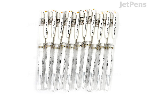 Gel ink pens White, Classic 08 Gel ink, water based, box of 12 pens