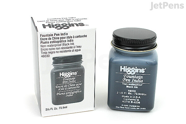 Higgins Fountain Pen India Ink Black 2 5 Oz Bottle Jetpens