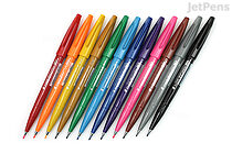 Pentel Fude Touch Brush Sign Pen - Original Colors - 12 Color Bundle - JETPENS PENTEL SES15C BUNDLE