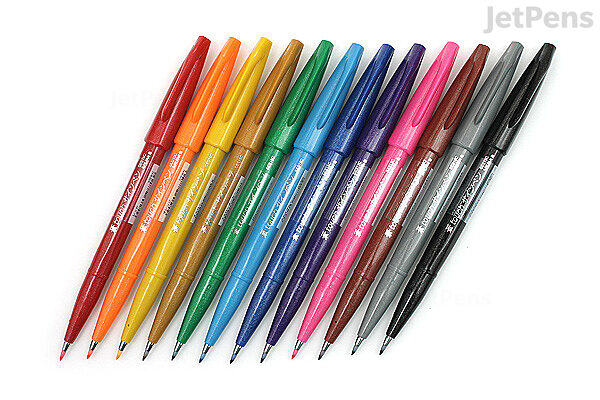 Pentel Fude Touch Brush Sign Pen - Original Colors - 12 Color