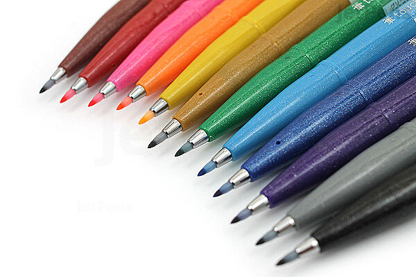 Pentel Brush Pen Artist Watercolor Soft Brush Tip Art Marker Pens