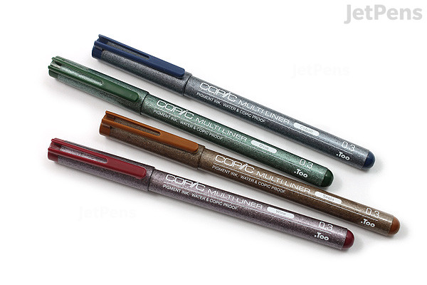 jetpens com copic multiliner pen 0 3 mm 4 color set