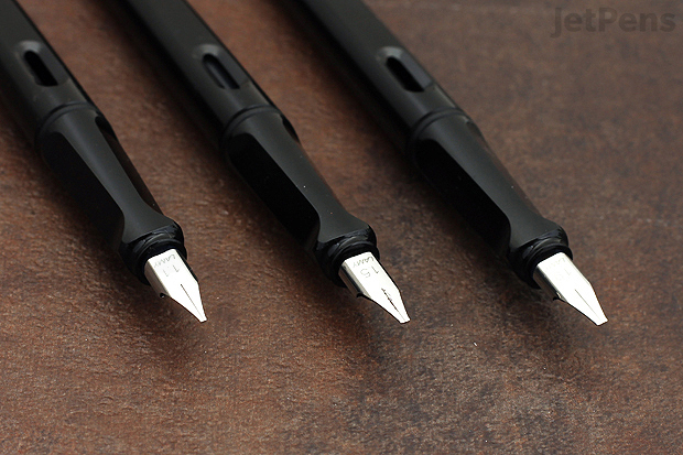 3 nib sizes of the LAMY Joy Calligraphy Pen.