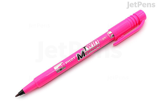 visual Virus Permission Pilot Oil-Based Twin Marker - Double-Sided - Extra Fine / Fine - Pink |  JetPens