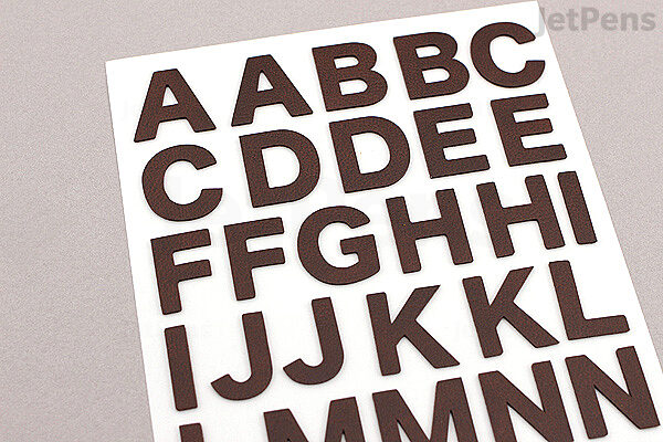 Pine Book Synthetic Leather Die-Cut Stickers - Alphabet - Brown | JetPens