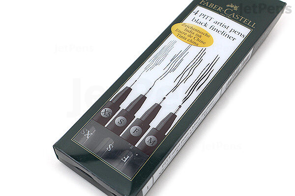 Faber-Castell PITT Artist Pen - Black - Set of 4 Fineliner (XS, S, F, M)