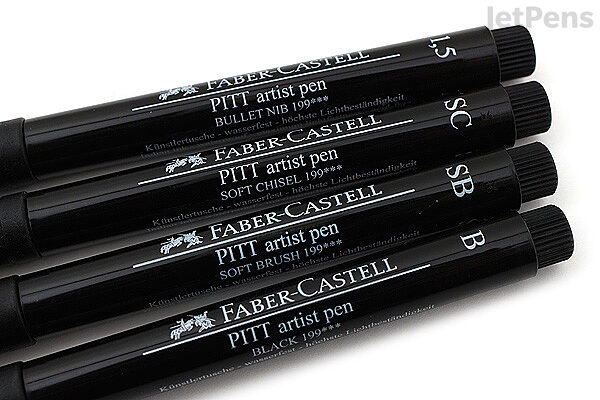 PITT Artist Pen - India Ink - Black - Set of 4 (B, SB, SC, 1.5) | JetPens