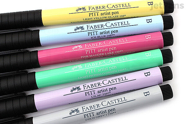 Pitt Artist Pen Brush India ink pen, wallet of 6, Pastel