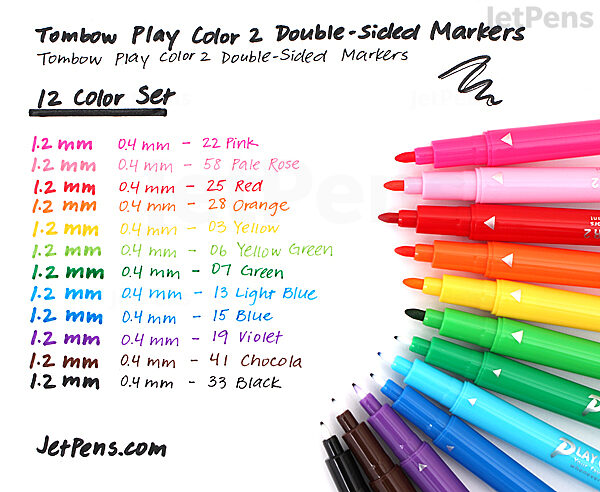 Tombow Play Color 2 Double-Sided Marker - 24 Color Set - Kawaii