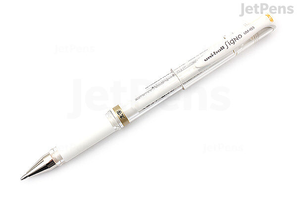 4 x Uni Ball Signo Gel Ink Pens Medium Point 1.0mm Gold - Silver - White Set / Each 4 Pens