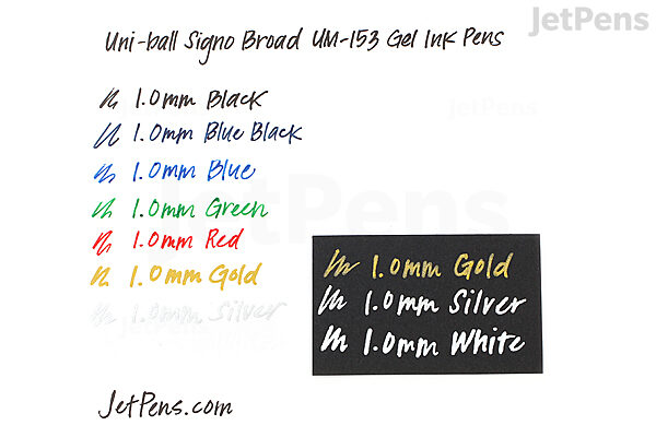 Uni Ball Signo Broad WHITE GOLD and SILVER Gel Pen Review! Swatches,  Smudge, Opacity, and More! 