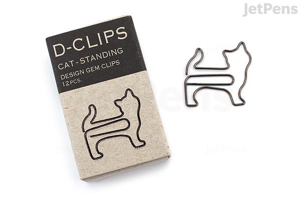 Cat Box Clips Midori D-Clips Paper Clips Mini Box - Cat - Standing - Box of 12 | JetPens