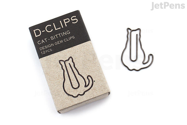 Cat Box Clips Midori D-Clips Paper Clips Mini Box - Cat - Sitting - Box of 12 | JetPens