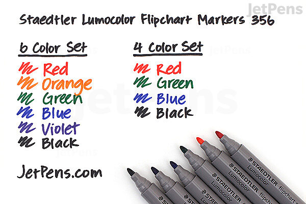STAEDTLER 356 WP6 Lumocolor Flipchart Markers - Assorted Colours